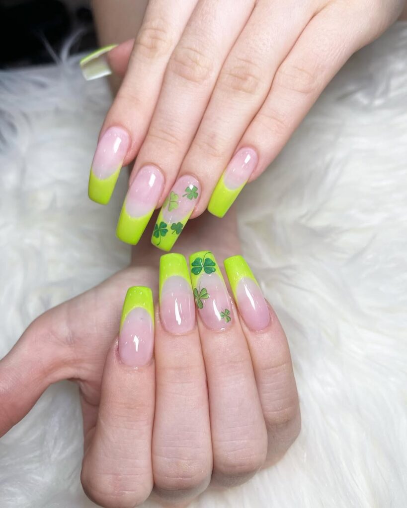 Green French Tip Nails