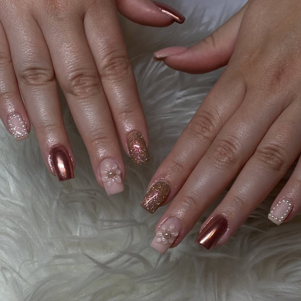 Brushstrokes In Rose Gold and Complementary Hues