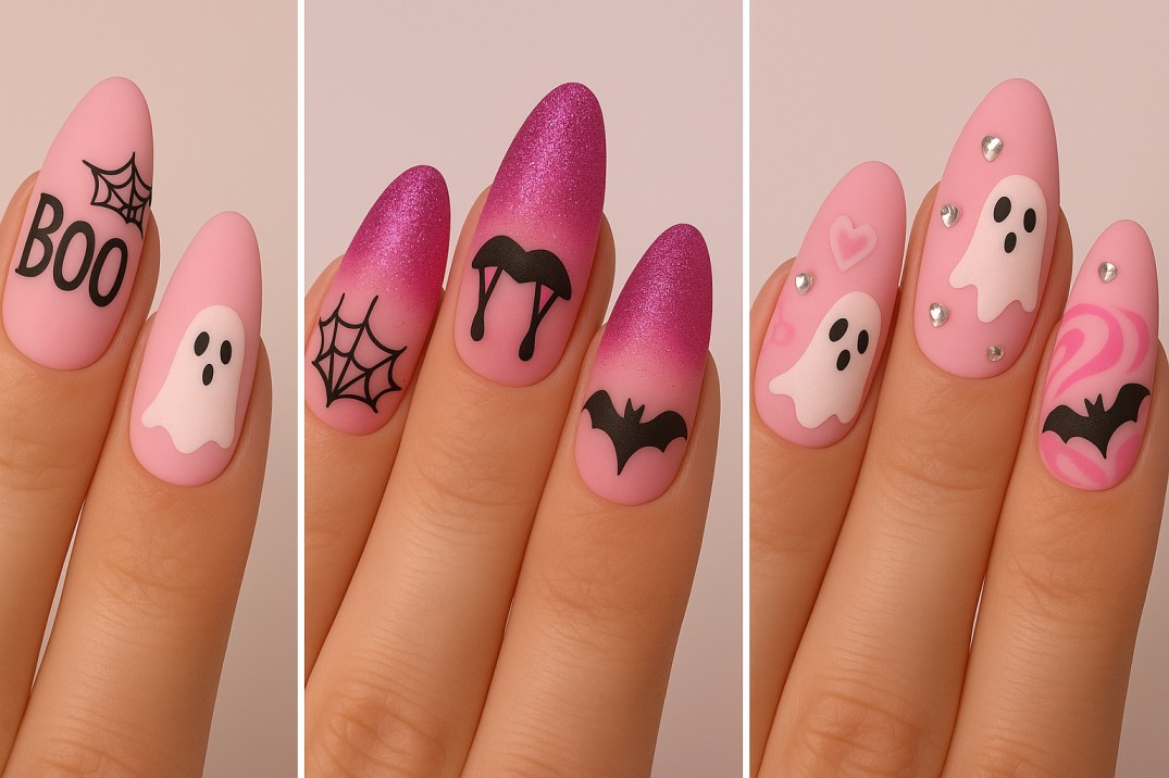 Pink Halloween Nail Designs