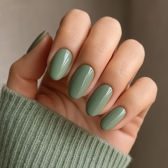 🧵 Matte Sage Green Nails