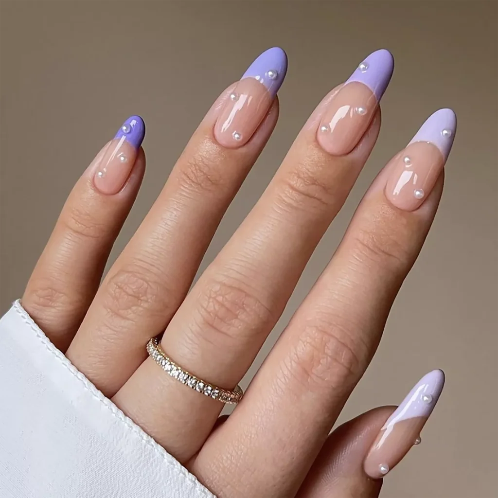 Creamy French Purple Nail Art Ideas