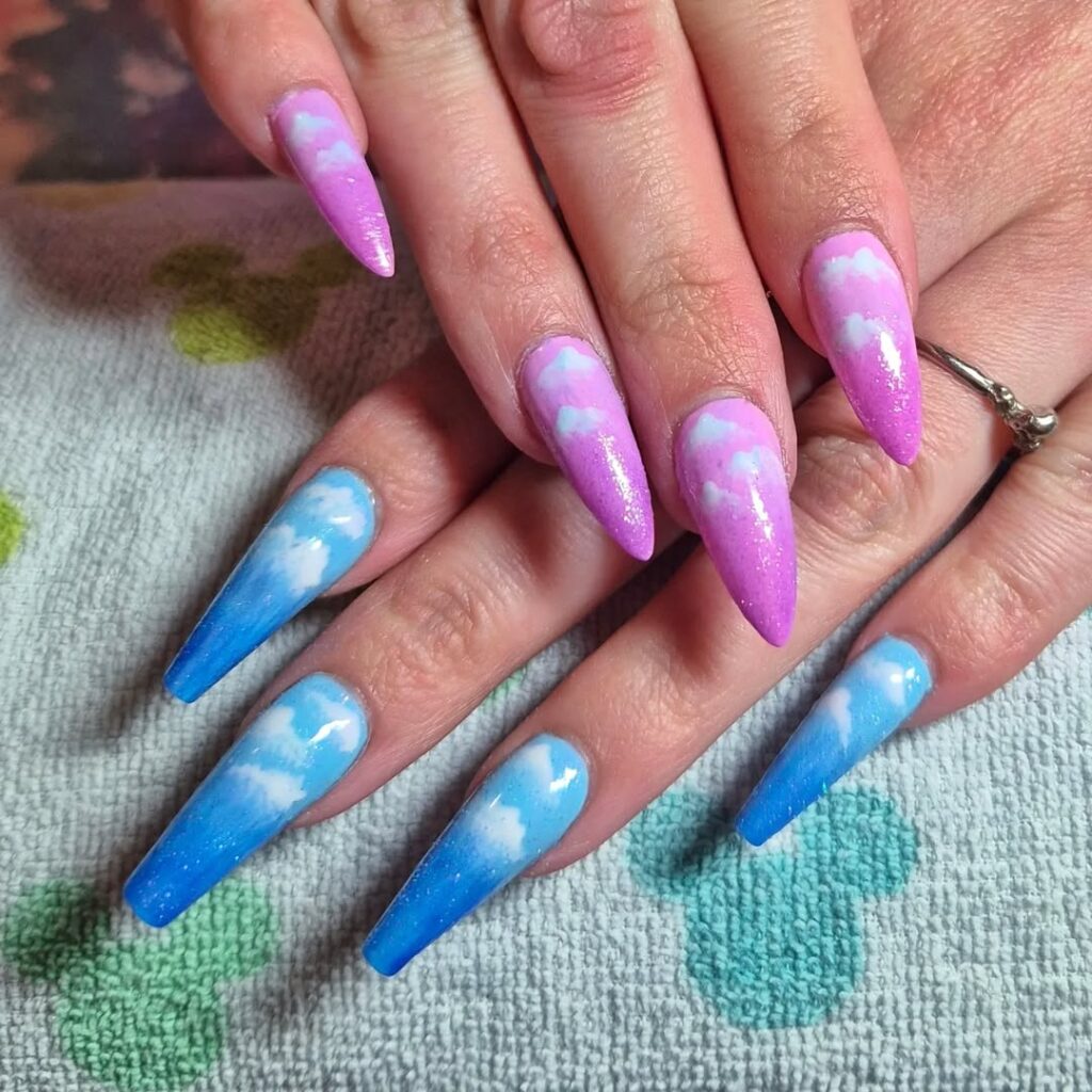 Pink + Purple Cloud Nails