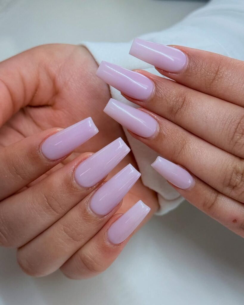 Milky Lavender Square Nails 