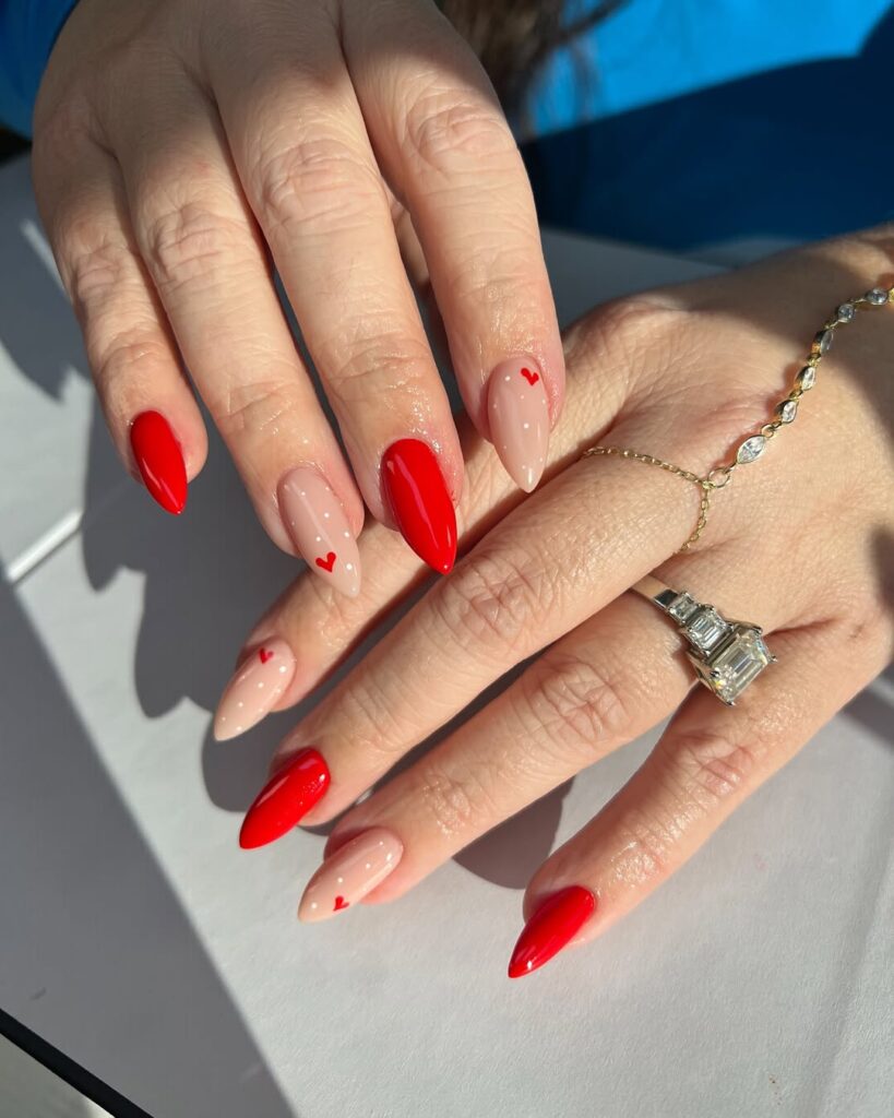 Crimson Nails with Lace Detail
