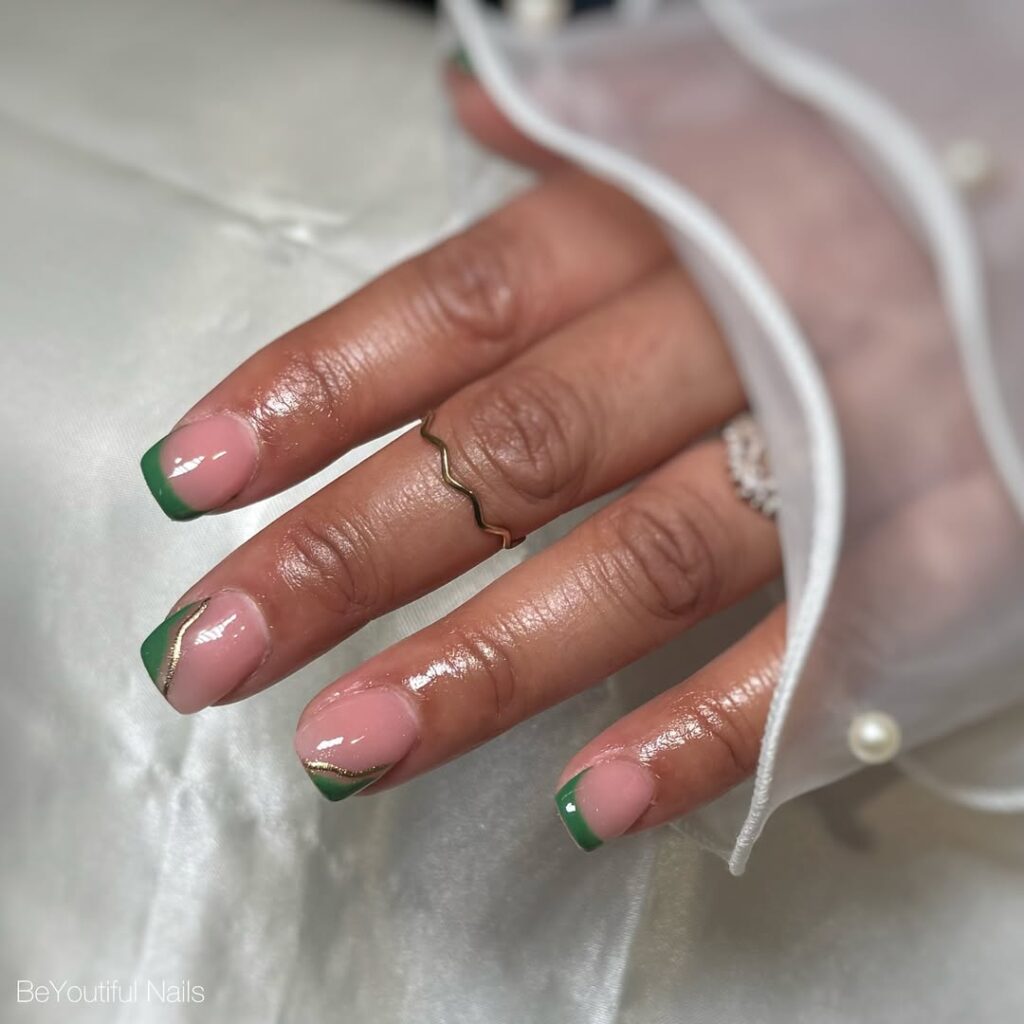 Creative Nail Art for Green French Tips