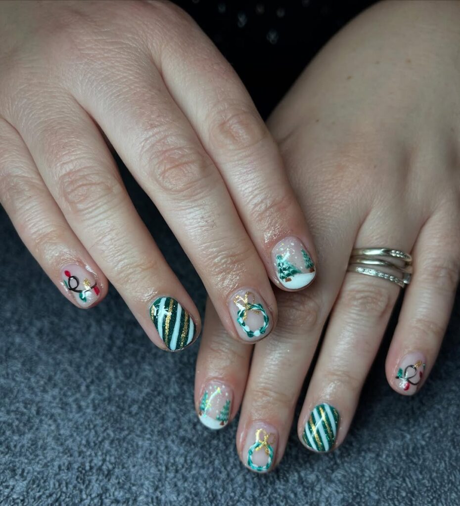 3D Green Christmas Nail Designs