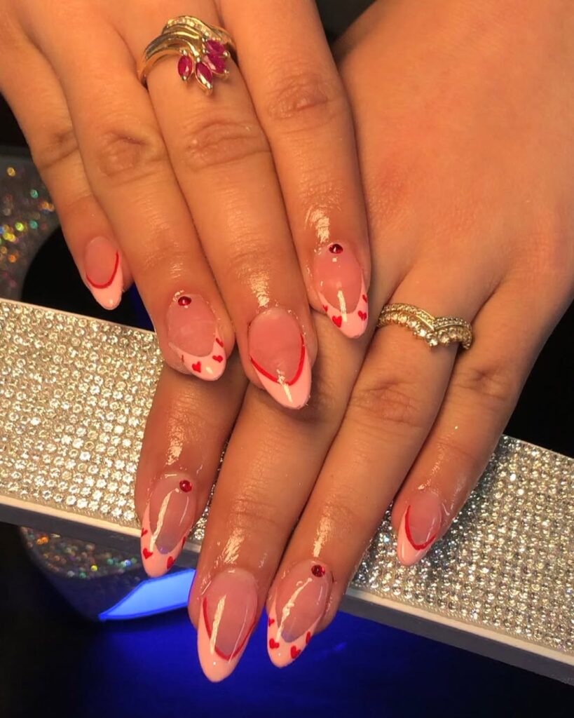 Shimmering Ruby Chrome Nails