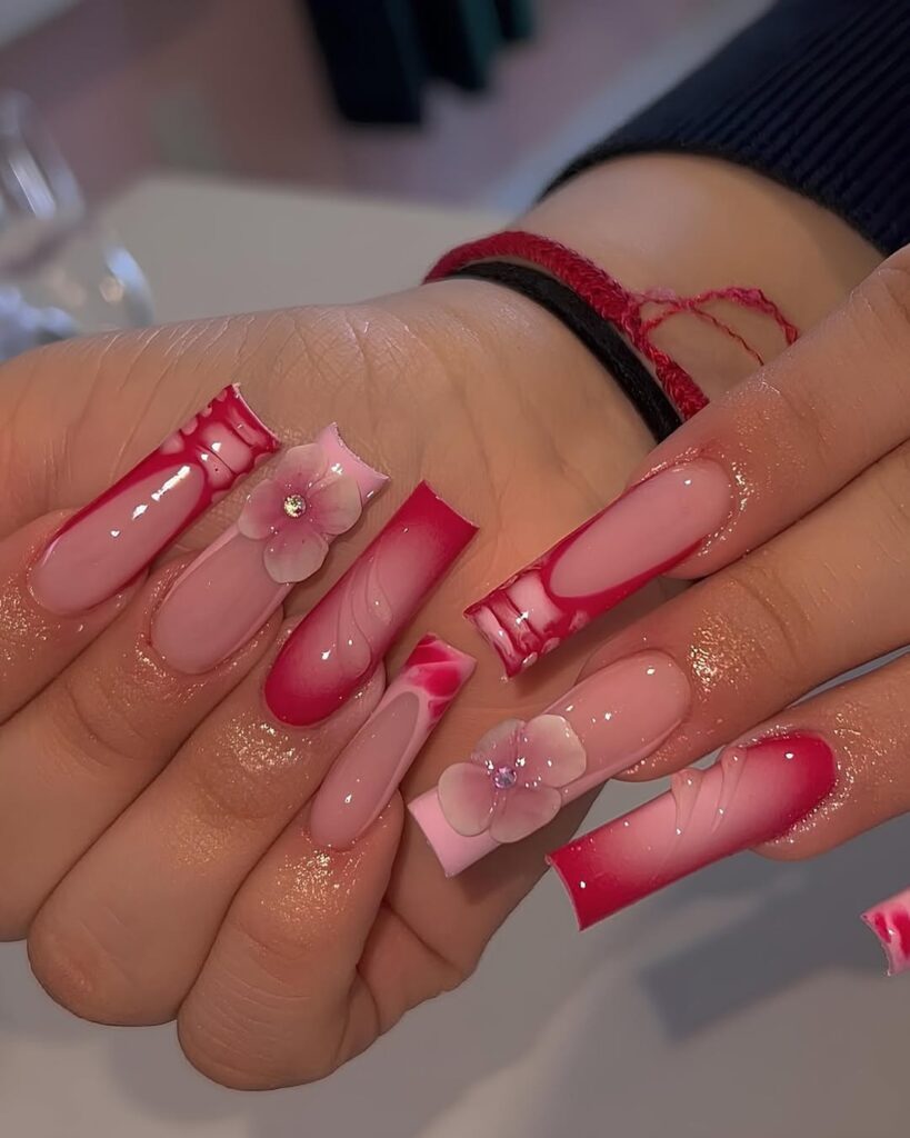 Orange Baddie Nails