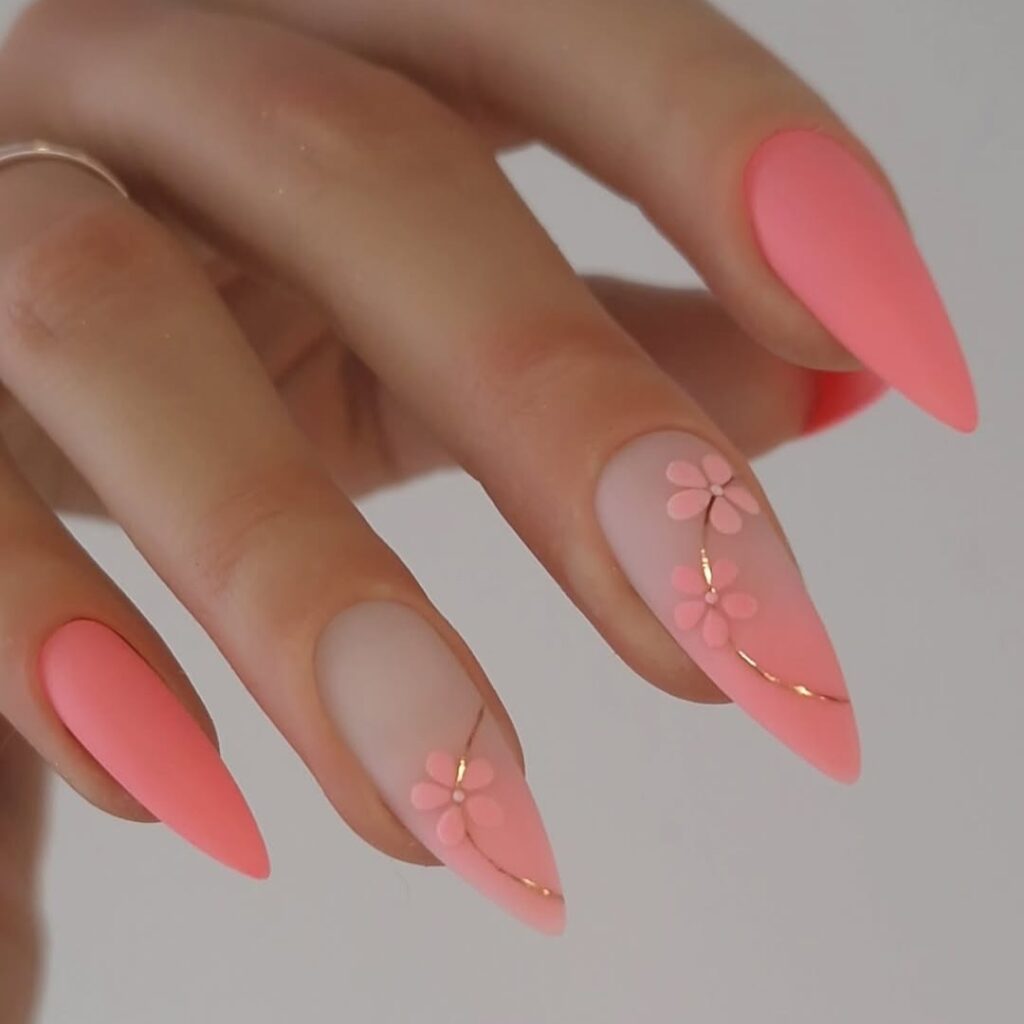 Matte Flower Nails