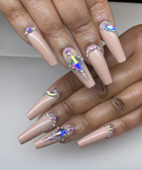  Coffin Nails with Rhinestones