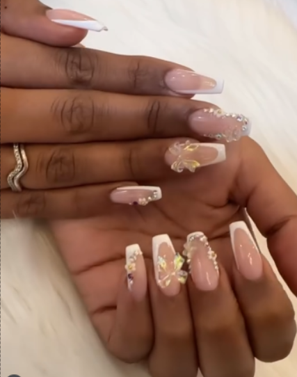 3D Floral Ballerina Nails