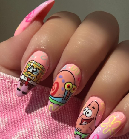 Mermaid SpongeBob Nails