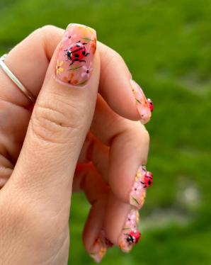 Spring Fire Floral Nails