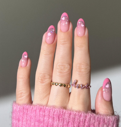 Dark Red Half-Moon Nails