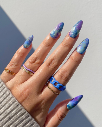 Tie-Dye Diamond Nails