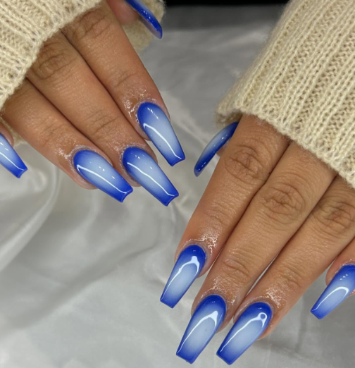 Blue Ombre Taurus Nails