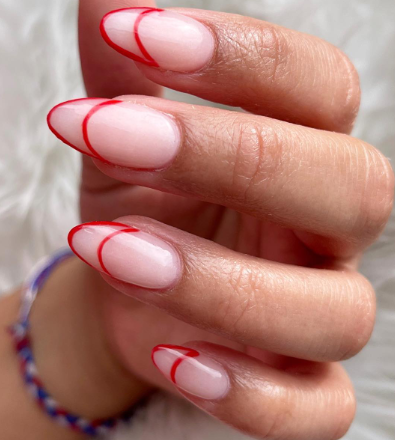 Nude with Red French Tips