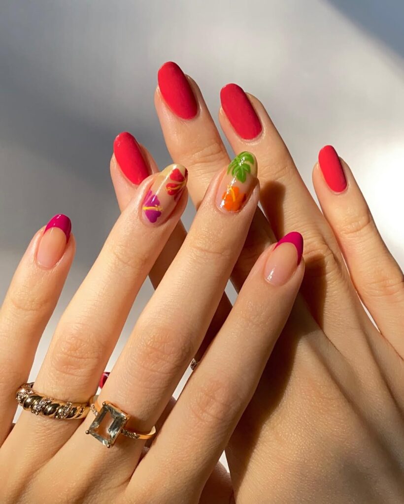 Tropical Hibiscus Nails