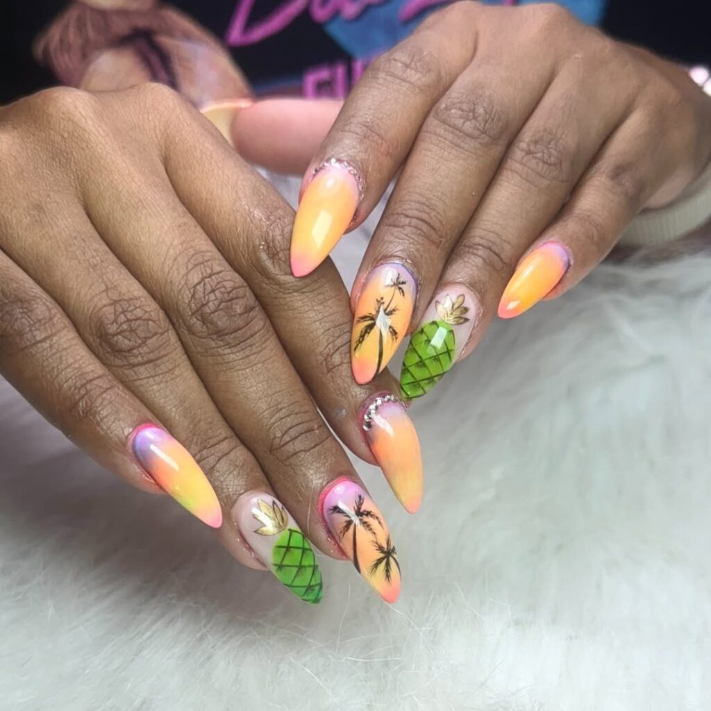 Palm Tree Accent Nails